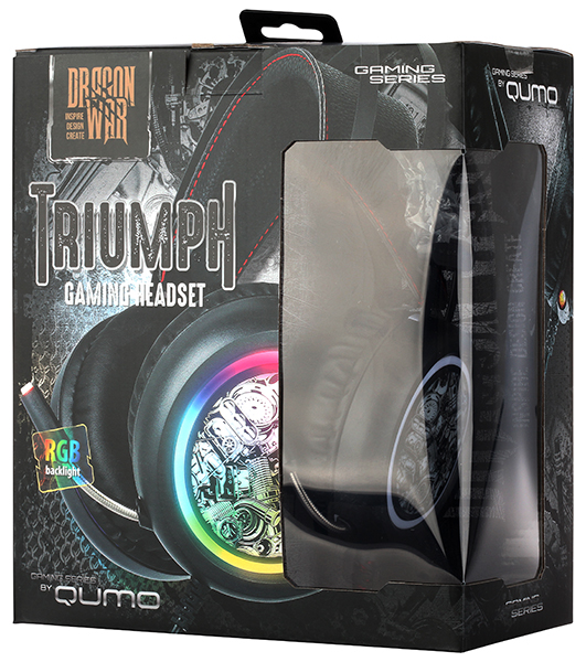 Наушники QUMO Triumph GHS 0014 (полноразмерные закрытые, c микрофоном, подсветка RGB, игровые, 2.2m, black)