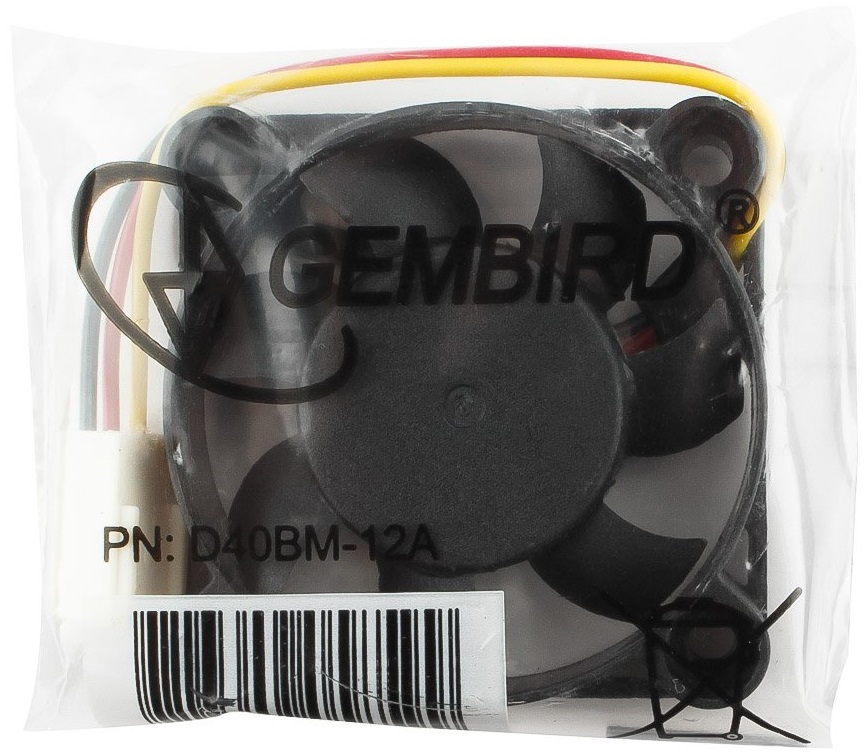 Вентилятор Gembird D40BM-12A (40x40x10mm, ball, 5000rpm, 27dBa, 3pin, black) OEM