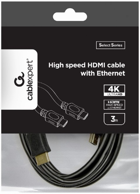 Кабель HDMI (m) - HDMI (m) 3.0m (CC-HDMI4L-10, 4K, ver.2.0, с позолоченными контактами, экранированный, black) Cablexpert