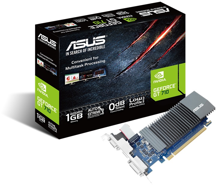 Видеокарта ASUS GF GT710 1Gb (GT710-SL-1GD5-DI, 64bit, GDDR5, DVI+HDMI+CRT) OEM