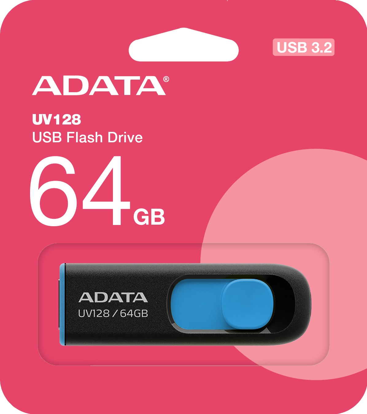 Флеш накопитель USB 3.2 64Gb ADATA UV128 (AUV128-64G-RBE, 100MB/s, black-blue)