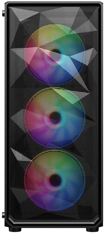 Корпус 1STPLAYER FD3 (FD3-BK-4F1) (без БП, ATX, USB3.0, 4x rainbow LED Fan, black)