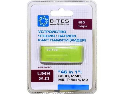 Карт-ридер 5bites "46 in 1" (RE-102GR, SDHC, microSD, MS, M2, MMC, white-green, USB2.0)
