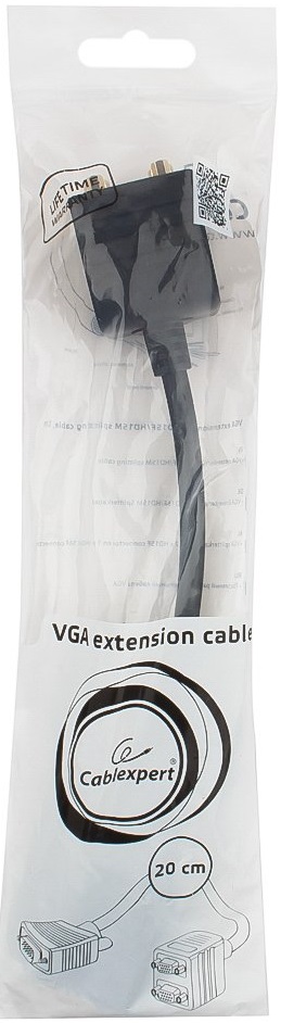 Разветвитель VGA (CC-VGAX2-20CM, 2 монитора, 0.2m, экранированный, black) Cablexpert