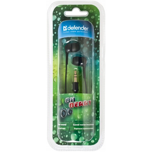 Наушники Defender BilBERRY (затычки, без микрофона, 1.2m, black)