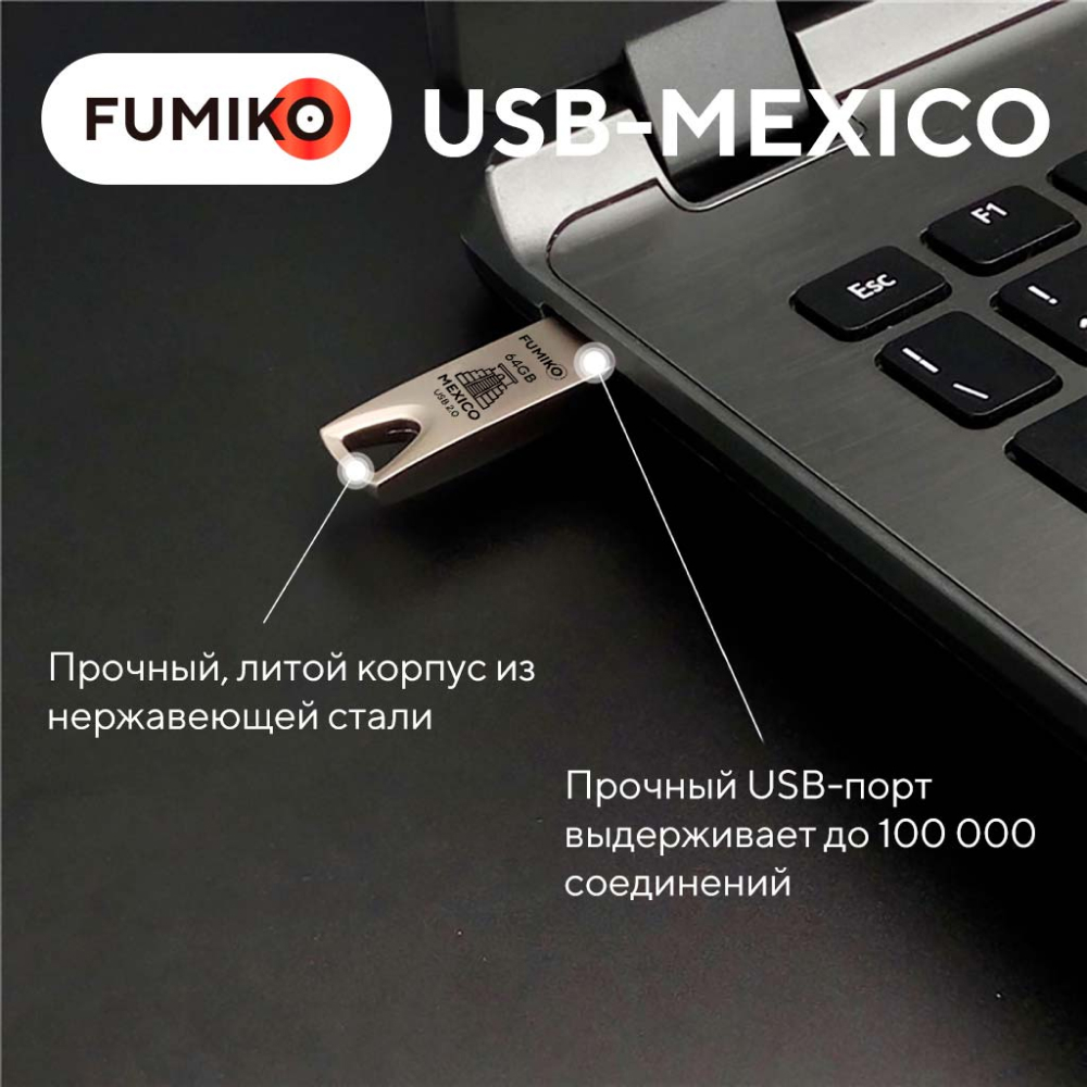 Флеш накопитель USB 2.0 64Gb FUMIKO MEXICO (FMX-05, silver)