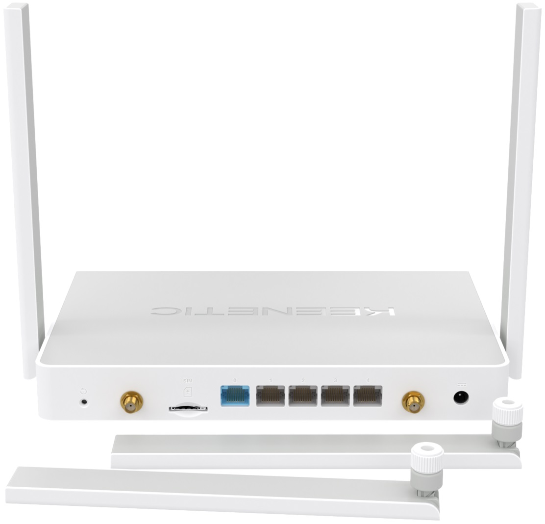 Роутер Keenetic Hero 4G (KN-2310) (400/867Mbps, 2.4/5GHz, 4 ports, 1000Mbps, 2 внешние несъёмные антенны 5dBi, 2 внешние сменные антенны 4G, USB, USB Printer/FTP Server/3G/4G/LTE, Micro SIM, grey-white)