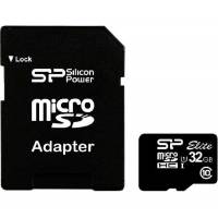 Карта памяти SDmicro Card 32Gb Silicon Power (SP032GBSTHBU1V10SP, Class 10, 85MB/s, адаптер SD)