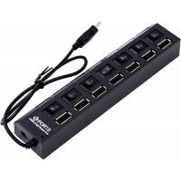 USB 2.0 HUB Dream UH1 (7 портов, активный, выключатели, black)