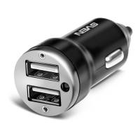 Зарядное устройство от прикуривателя SVEN C-123 (2 USB разъёма, 1A+1A, black-silver)