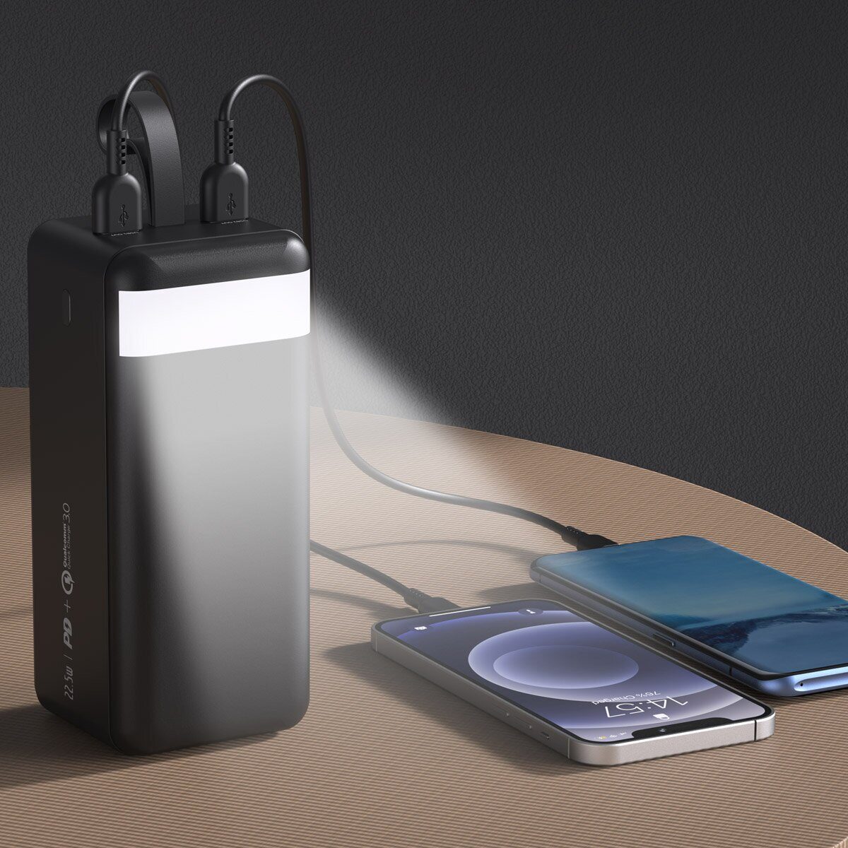 Внешний аккумулятор Eplutus EB-600Q (00010994) (60000mAh, вход 3A micro USB + Tupe-C, выход 3*USB 3A, QC3.0, PD3.0, 22.5W, встроенный фонарь, black)