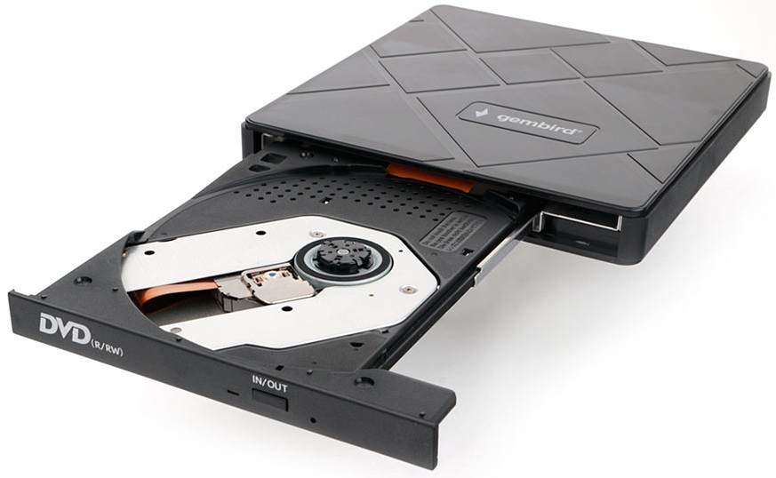 Внешний привод DVD±RW Gembird (DVD-USB-04, Type-C, карт-ридер, USB 2.0 HUB, black)
