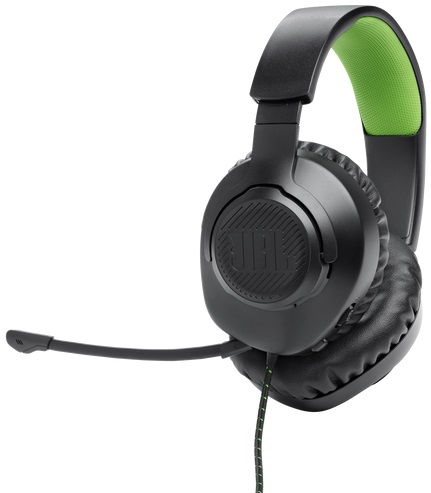 Наушники JBL QUANTUM 100X Console (полноразмерные закрытые, с микрофоном, регулятор, 1.2m, игровые, black-green)