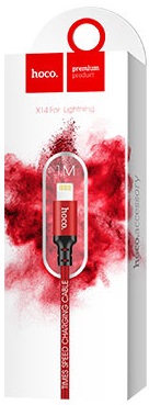 Кабель Hoco X14 Lightning 1.0m (X14 Times Speed, нейлоновая оплётка, red-black) hoco