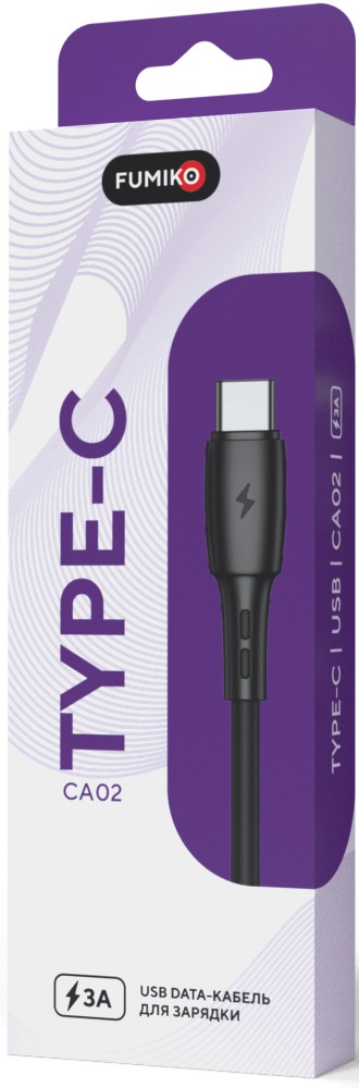 Кабель USB 2.0 Am - Type-C 1.0m (FCA02-06, 3A, быстрая зарядка, black) FUMIKO