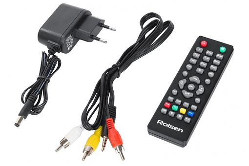 Тюнер для цифрового ТВ внешний / Медиа-проигрыватель Rolsen RDB-527 (1080p, DVB-T/T2, HDMI, MKV, USB, Time Shift, black)