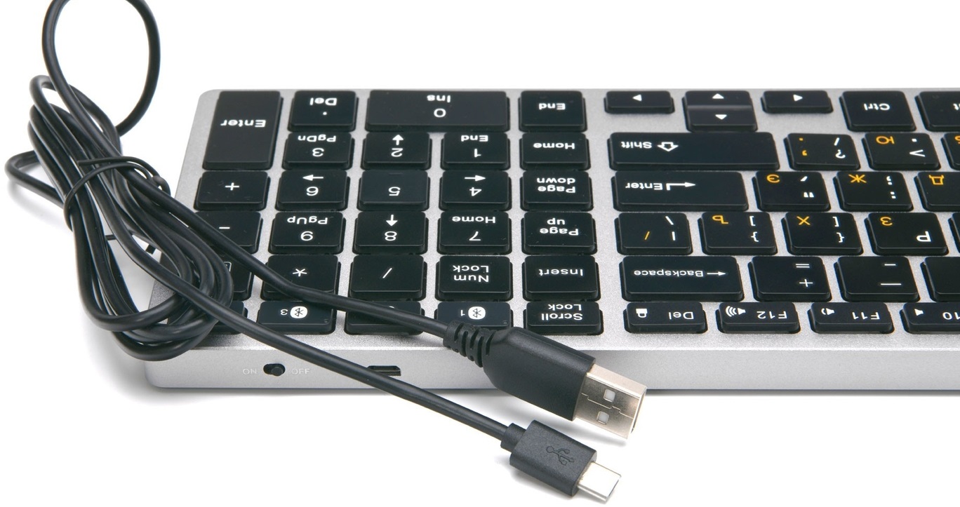 Клавиатура беспроводная Gembird KBW-2 (Bluetooth 3.0 / micro USB, аккумулятор 300mAh, ножничная, мультимедийная, black-grey)