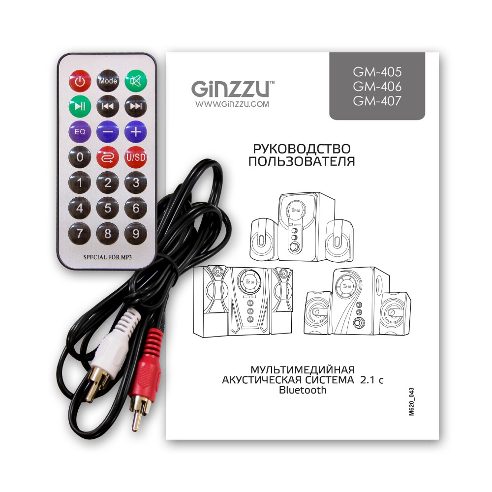 Колонки GINZZU GM-406 (40W, Bluetooth, ПДУ, FM, USB, SD, black)