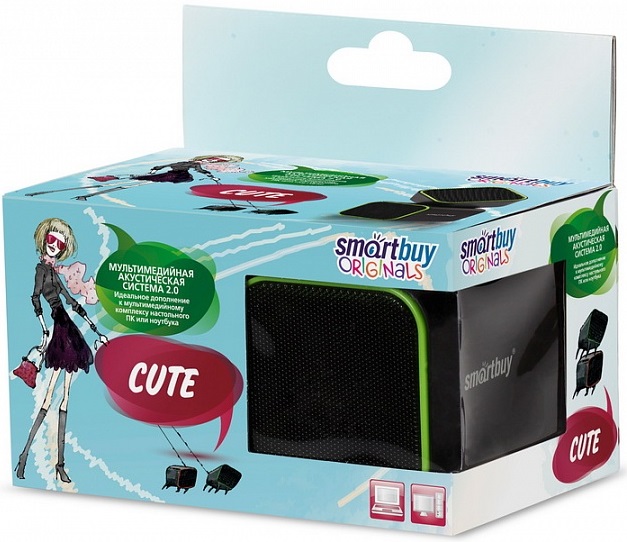 Колонки Smartbuy CUTE SBA-2580 (2x3W, USB, black-green)
