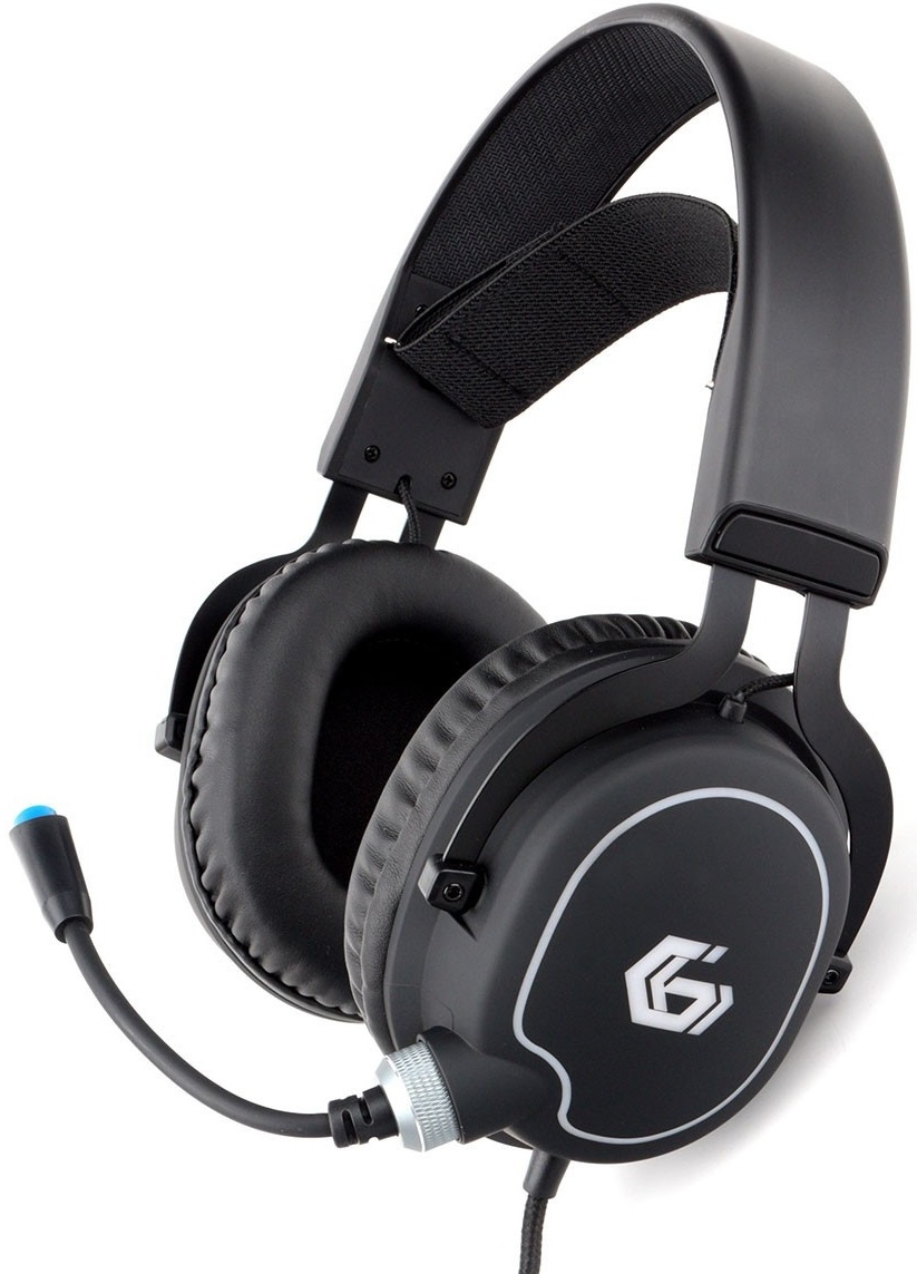 Наушники Gembird MHS-GX20 (полноразмерные закрытые, c микрофоном, RGB подсветка, игровые, регулятор, soft-touch, 2.1m, black)