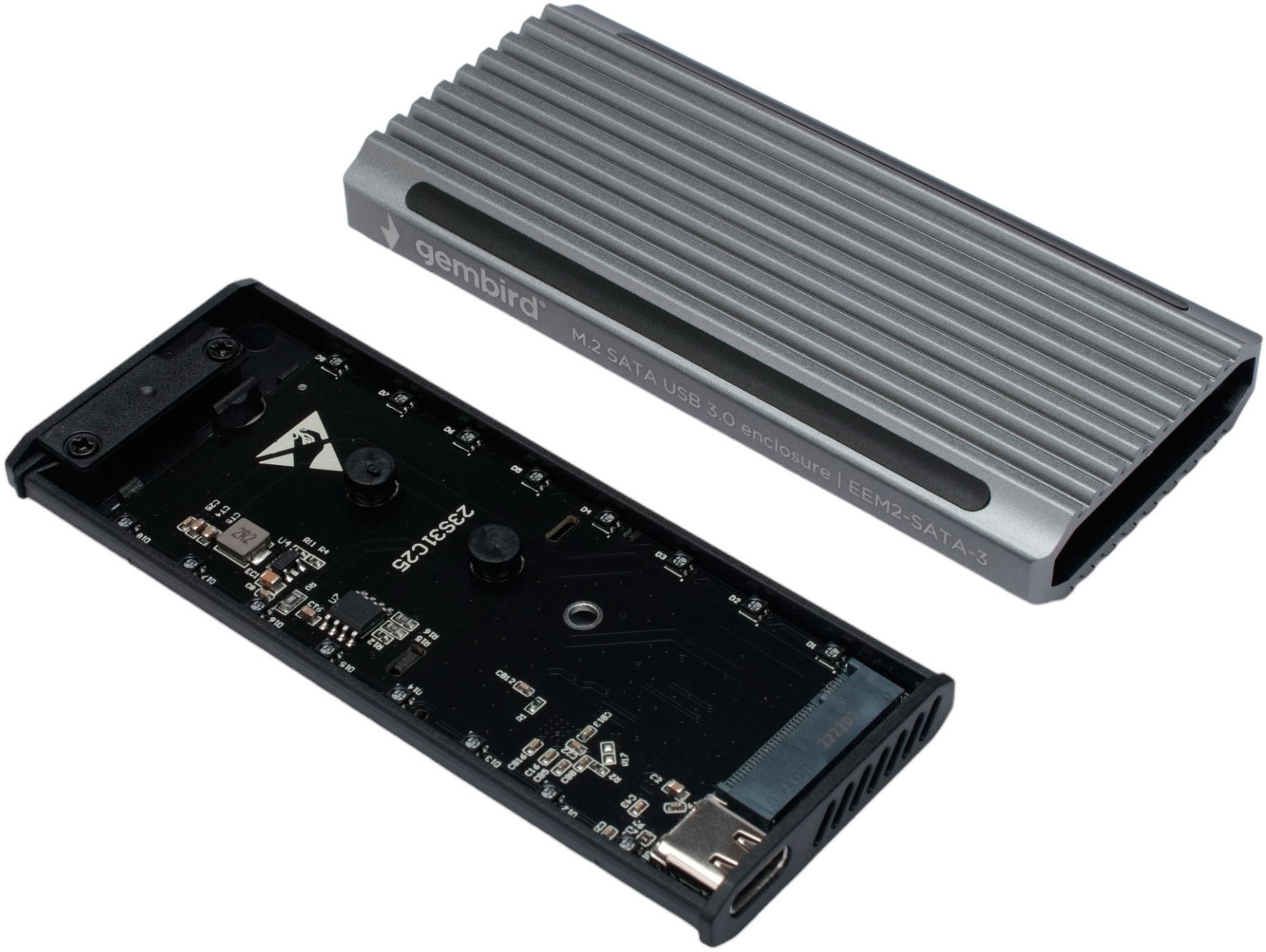 Корпус для SSD M.2 Gembird EEM2-SATA-3 (USB3.1 Type-C, M.2 2280 SATA, подсветка, grey)