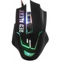 Мышь QUMO Red Alert M13 (USB, optical, 3200dpi, игровая, 7 цветов подсветки, 1.65m, soft-touch, black)