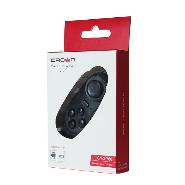 Кнопка для селфи / беспроводной манипулятор CROWN CMG-760 (Bluetooth 3.0, Android, iOS, PC, 180mAh, black)