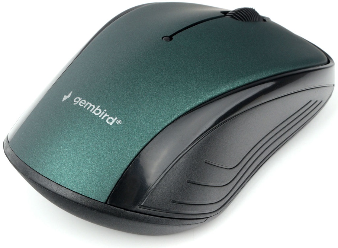 Мышь беспроводная Gembird MUSW-285 (optical, 1000dpi, 2xAAA, soft-touch, black-green)