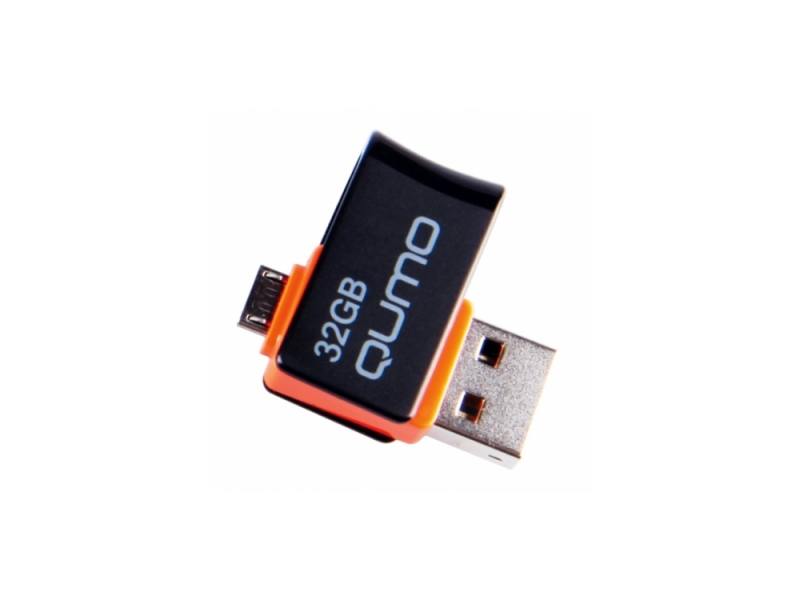 Флеш накопитель USB 2.0 32Gb QUMO Hybrid (QM32GUD-Hyb, OTG, black-red)