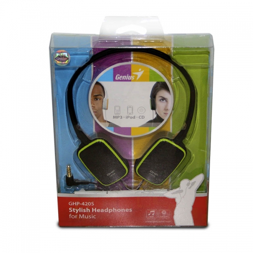 Наушники Genius GHP-420S (накладные закрытые, без микрофона, 1.2m, black-green)