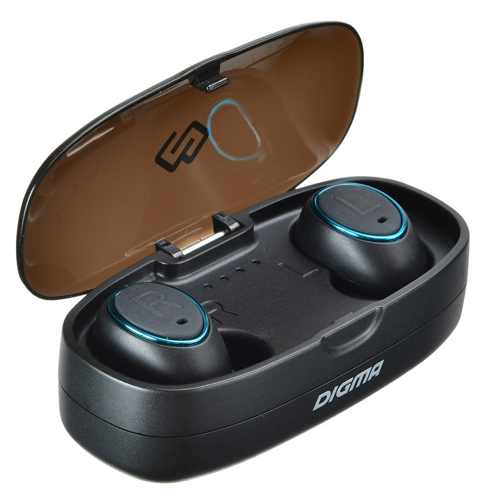 Гарнитура Digma TWS-04 (затычки, беспроводная, Bluetooth 4.2, с микрофоном, до 3 часов работы от батареи, black)