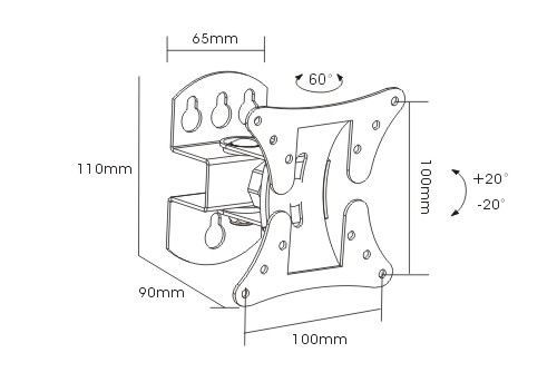 Настенный кронштейн для телевизоров и мониторов Arm Media LCD-101 (10"-26", VESA 75x75/100x100, до 30кг, black)