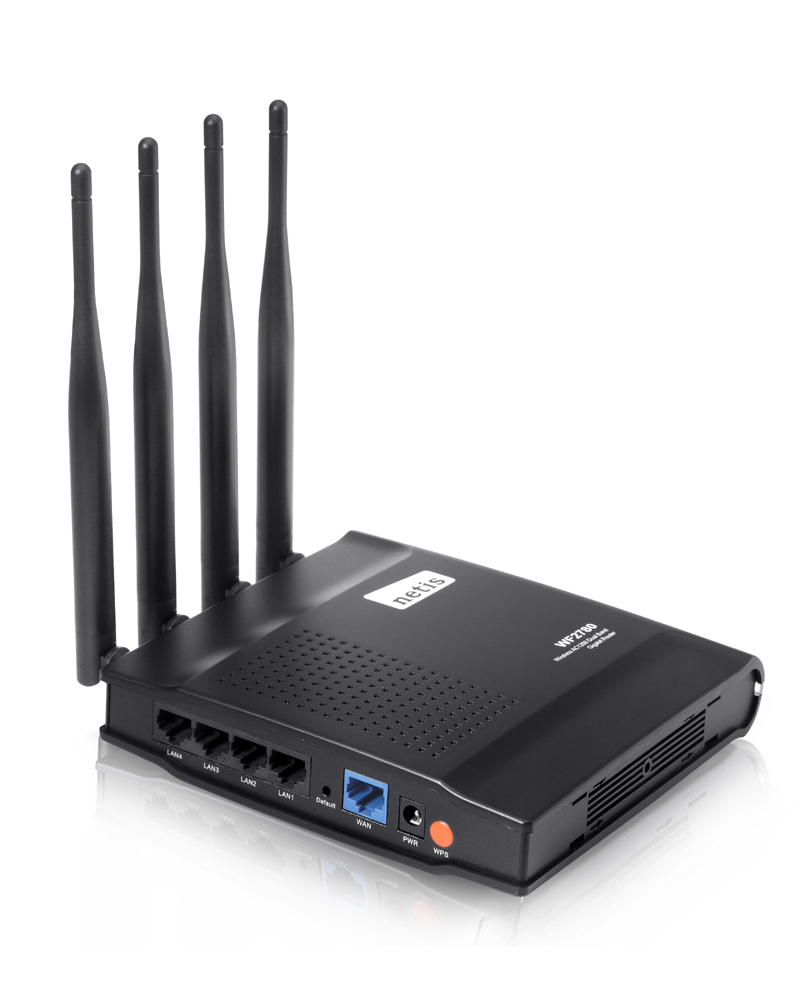 Роутер NETIS WF2780 (1200Mbps, 2.4/5GHz, 4 port, 1000Mbps, 4 внешние несъёмные антенны 5dBi, black)