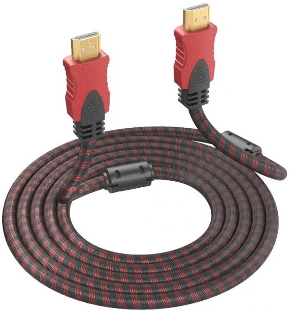 Кабель HDMI (m) - HDMI (m) 3.0m (FMA01-02, с позолоченными контактами, 2 ферритовых фильтра, нейлоновая оплётка, black-red) FUMIKO