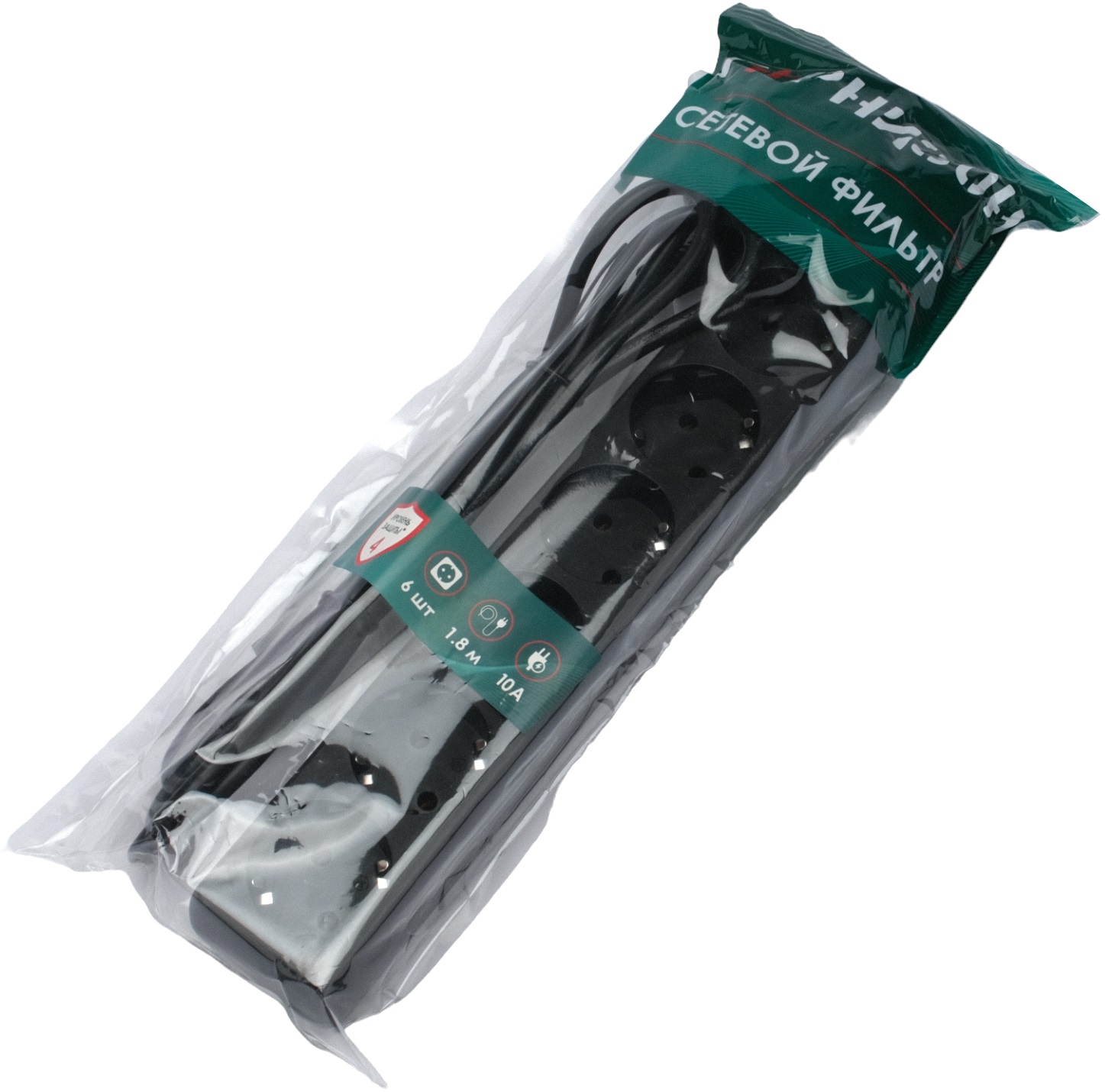 Сетевой фильтр Гарнизон (ECL-6-B-1.8, 6 розеток, 1.8 метра, 10A, black) OEM