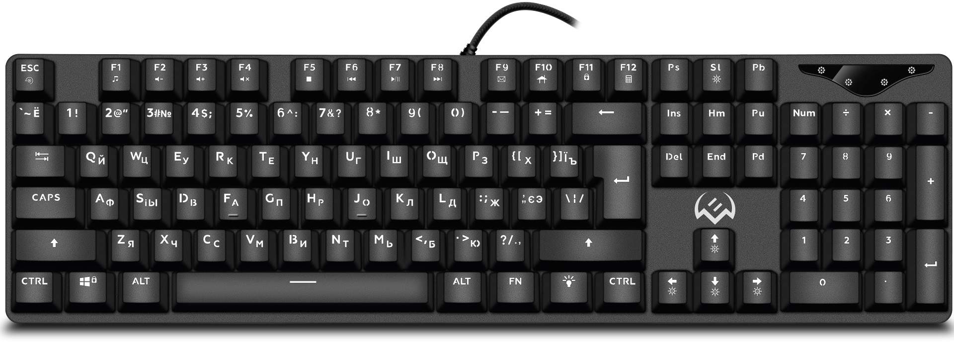 Клавиатура Sven KB-G9300 (USB, механическая (Blue switches), регулируемая подсветка, игровая, мультимедийная, 1.8m, black)