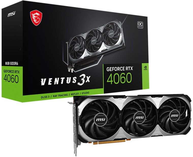 Видеокарта MSI GF RTX4060 OC 8Gb (RTX 4060 VENTUS 3X 8G OC, 128bit, GDDR6, HDMI+3xDP) RTL