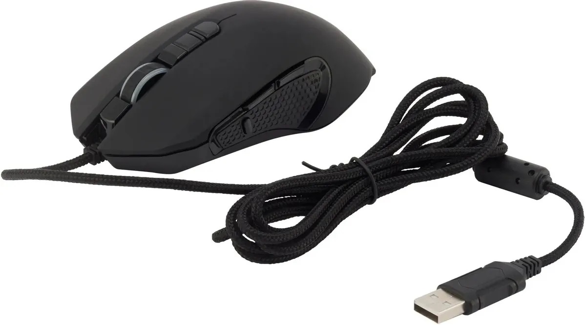 Мышь Acer OMW160 (USB, optical, 6400dpi, игровая, RGB подсветка, soft-touch, 1.8m, black)