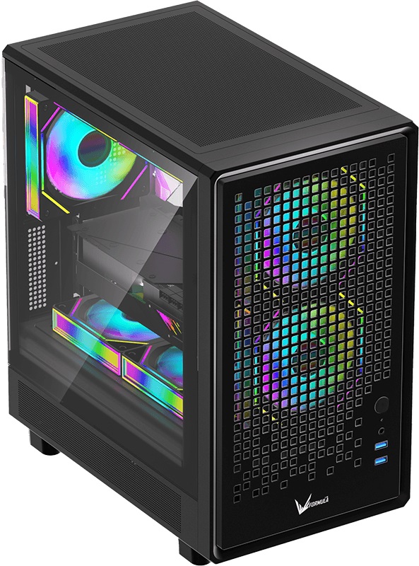 Корпус Formula Air Mesh G2 (без БП, mATX, USB3.0, 3x rainbow LED Fan, black)