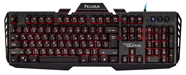 Клавиатура QUMO Pegasus K31 (USB, регулируемая зональная RGB подсветка, бесшумная, металлическая, игровая, black)