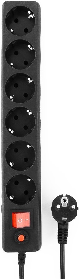 Сетевой фильтр Гарнизон (ECL-6-B-5, 6 розеток, 5 метров, 10A, black) OEM