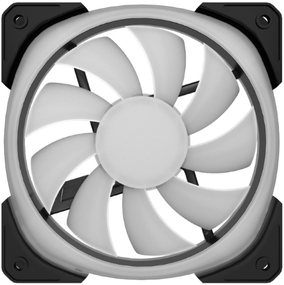Вентилятор Powercase M21-14 ARGB (140x140x25mm, Hydro, 800-1500rpm, <30dBa, 4pin, PWM, ARGB, black-white) OEM