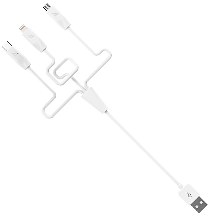 Кабель USB 2.0 Am - Lightning + micro USB + Type-C 1.0m (X1 Rapid, 2.1A, white) hoco