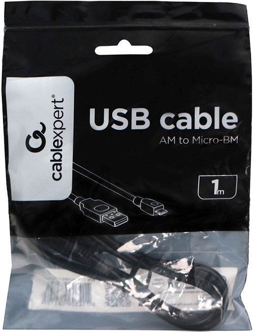 Кабель USB 2.0 Am - micro USB 1.0m (CCP-mUSB2-AMBM-1M, 2.1A, экранированный, black) Cablexpert