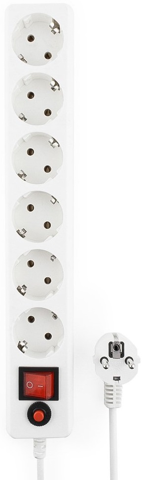 Сетевой фильтр Гарнизон (ECL-6-W-3, 6 розеток, 3 метра, 10A, white) OEM