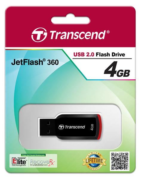 Флеш накопитель USB 2.0 4Gb Transcend JetFlash 360 (TS4GJF360, black-red)