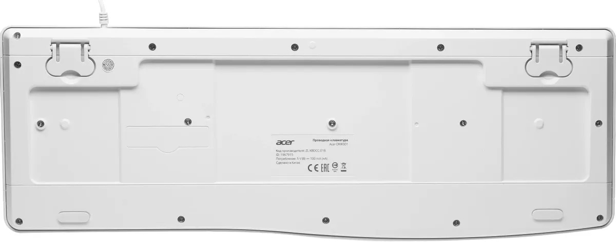 Клавиатура Acer OKW301 (ZL.KBDCC.01B) (USB, мультимедийная, 1.8m, white)