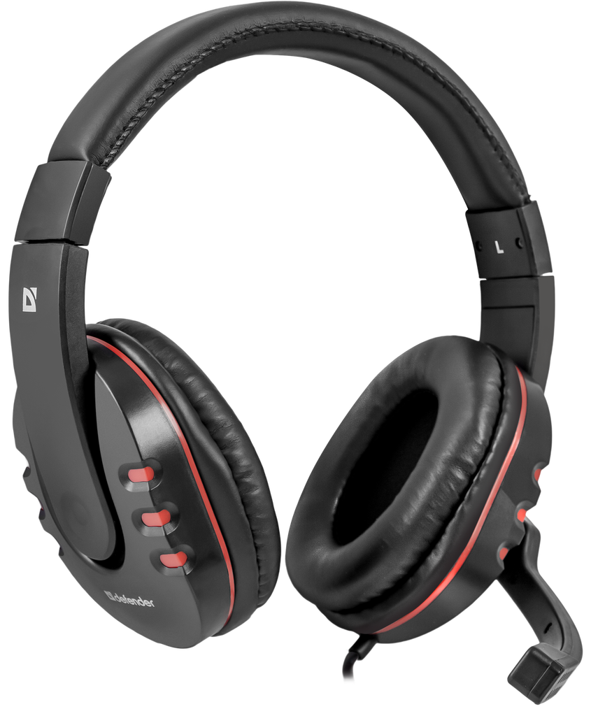 Наушники Defender Warhead G-160 (полноразмерные закрытые, с микрофоном, игровые, 2.5m, промо-код "War Thunder", black-red)