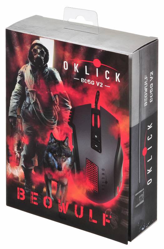 Мышь Oklick BEOWULF 805G V2 (USB, optical, 3200dpi, игровая, black-grey)