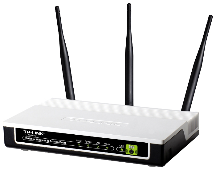 Точка доступа TP-LINK TL-WA901ND (300Mbps, 2.4GHz, 1 port, 100Mbps, 3 внешние съёмные антенны 4dBi, white)